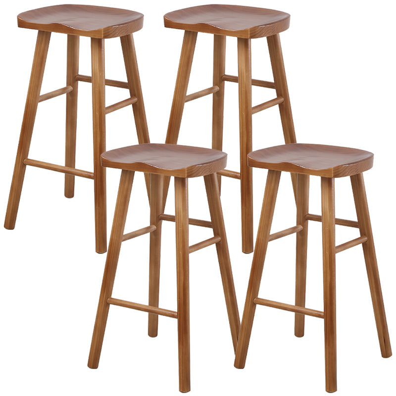 Armless Counter Height Stools Solid Wood Counter and Bar Stool Brown 4 Piece Set Backless Clearhalo 'Bar Furniture' 'Bar Stools' 'bar_stools' 'furn' 'furn_bar_stools' 'Furniture' 'Kitchen & Dining Furniture' 6967547