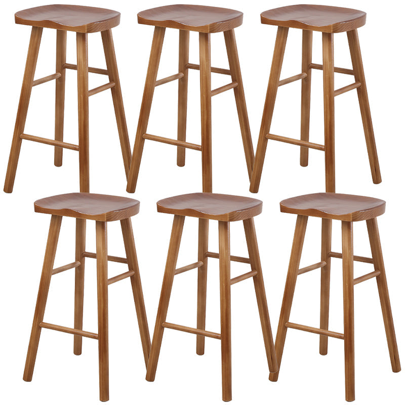 Armless Counter Height Stools Solid Wood Counter and Bar Stool Brown 6 Piece Set Backless Clearhalo 'Bar Furniture' 'Bar Stools' 'bar_stools' 'furn' 'furn_bar_stools' 'Furniture' 'Kitchen & Dining Furniture' 6967548