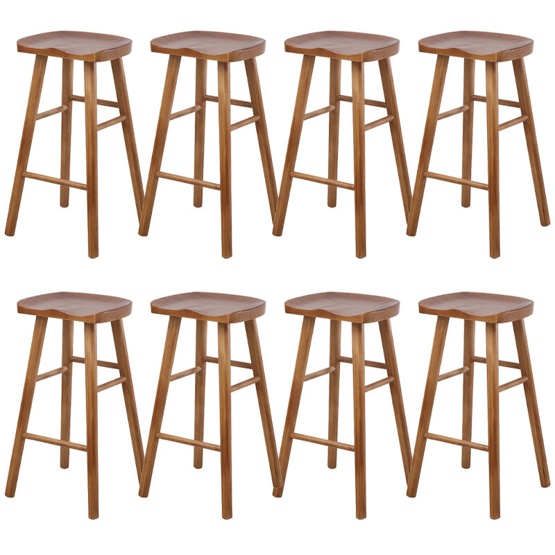 Armless Counter Height Stools Solid Wood Counter and Bar Stool Brown 8 Piece Set Backless Clearhalo 'Bar Furniture' 'Bar Stools' 'bar_stools' 'furn' 'furn_bar_stools' 'Furniture' 'Kitchen & Dining Furniture' 6967549