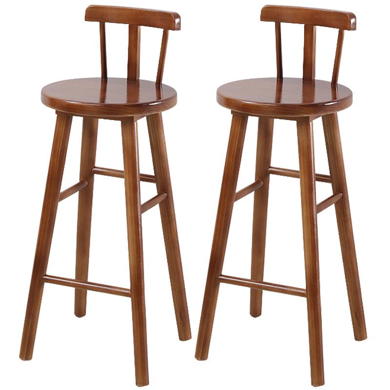 Armless Counter Height Stools Solid Wood Counter and Bar Stool Brown 2 Piece Set Low Back Clearhalo 'Bar Furniture' 'Bar Stools' 'bar_stools' 'furn' 'furn_bar_stools' 'Furniture' 'Kitchen & Dining Furniture' 6967550