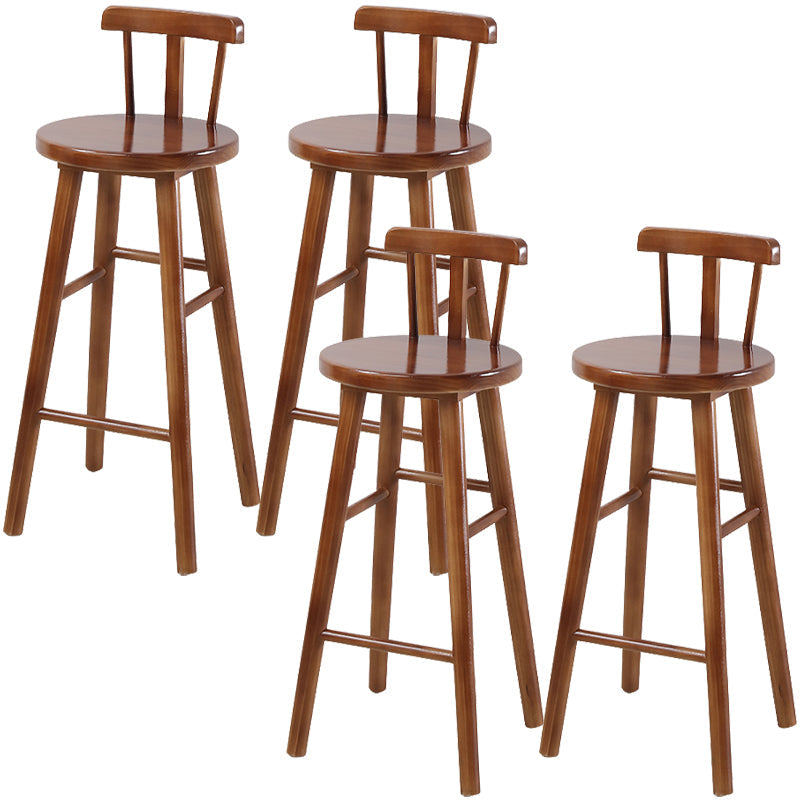 Armless Counter Height Stools Solid Wood Counter and Bar Stool Brown 4 Piece Set Low Back Clearhalo 'Bar Furniture' 'Bar Stools' 'bar_stools' 'furn' 'furn_bar_stools' 'Furniture' 'Kitchen & Dining Furniture' 6967551