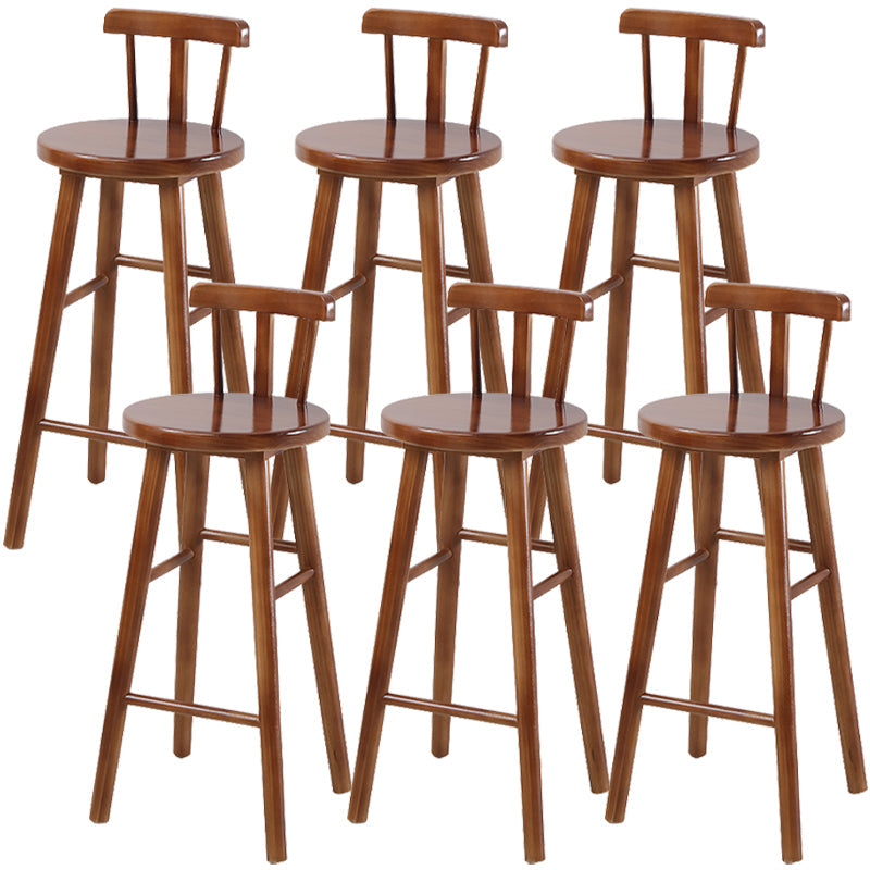 Armless Counter Height Stools Solid Wood Counter and Bar Stool Brown 6 Piece Set Low Back Clearhalo 'Bar Furniture' 'Bar Stools' 'bar_stools' 'furn' 'furn_bar_stools' 'Furniture' 'Kitchen & Dining Furniture' 6967552