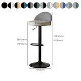 Low Back Dining Stools Adjustable Height Bar Stools with Cushion
