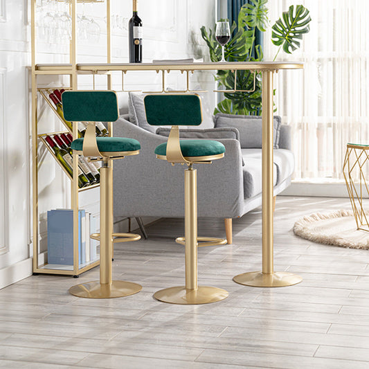 Adjustable Height Bar Stools Glam Dining Stools with Metal Base