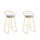 Round Low Back Dining Stools Armless Bar Stools with Metal Base Gold-grey 2 Piece Set Clearhalo 'Bar Furniture' 'Bar Stools' 'bar_stools' 'furn' 'furn_bar_stools' 'Furniture' 'Kitchen & Dining Furniture' 6967818