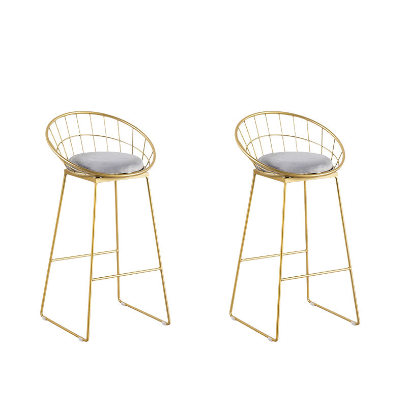 Round Low Back Dining Stools Armless Bar Stools with Metal Base Gold-grey 2 Piece Set Clearhalo 'Bar Furniture' 'Bar Stools' 'bar_stools' 'furn' 'furn_bar_stools' 'Furniture' 'Kitchen & Dining Furniture' 6967818