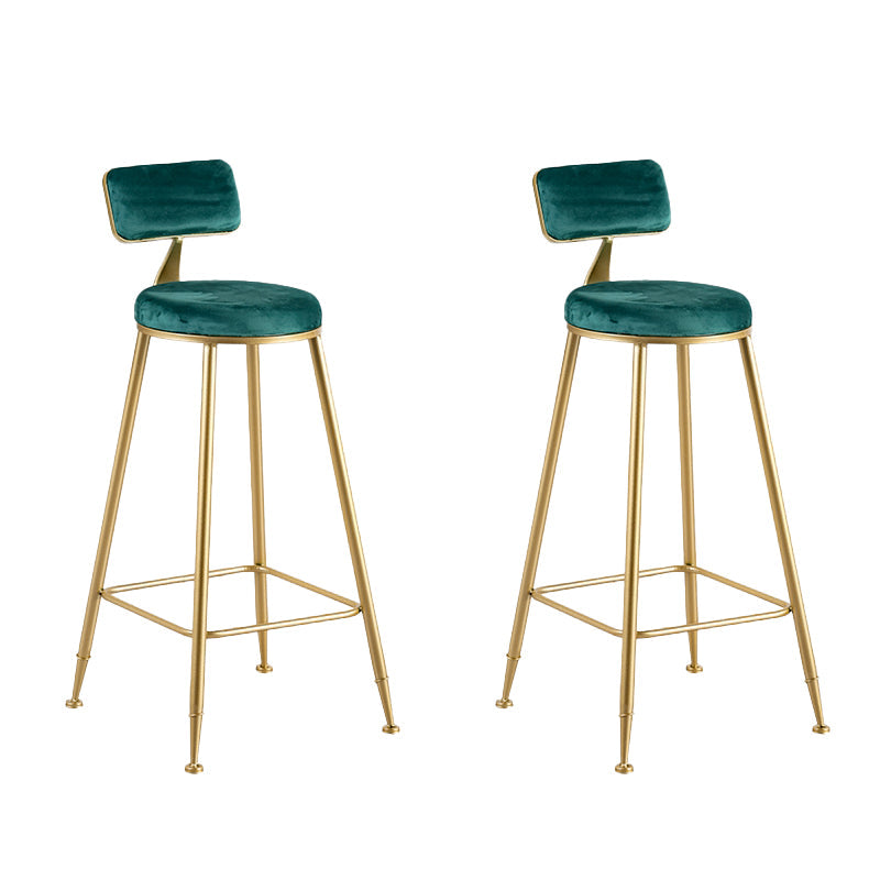 Round Low Back Dining Stools Armless Bar Stools with Metal Base Green 2 Piece Set Clearhalo 'Bar Furniture' 'Bar Stools' 'bar_stools' 'furn' 'furn_bar_stools' 'Furniture' 'Kitchen & Dining Furniture' 6967819