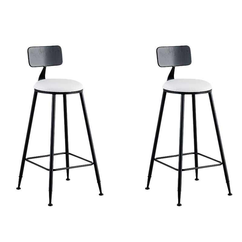 Round Low Back Dining Stools Armless Bar Stools with Metal Base Black White 2 Piece Set Clearhalo 'Bar Furniture' 'Bar Stools' 'bar_stools' 'furn' 'furn_bar_stools' 'Furniture' 'Kitchen & Dining Furniture' 6967821
