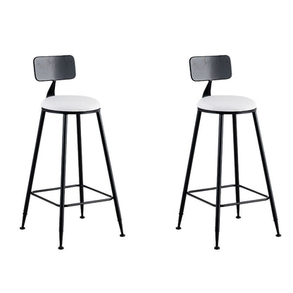 Round Low Back Dining Stools Armless Bar Stools with Metal Base Black White 2 Piece Set Clearhalo 'Bar Furniture' 'Bar Stools' 'bar_stools' 'furn' 'furn_bar_stools' 'Furniture' 'Kitchen & Dining Furniture' 6967821