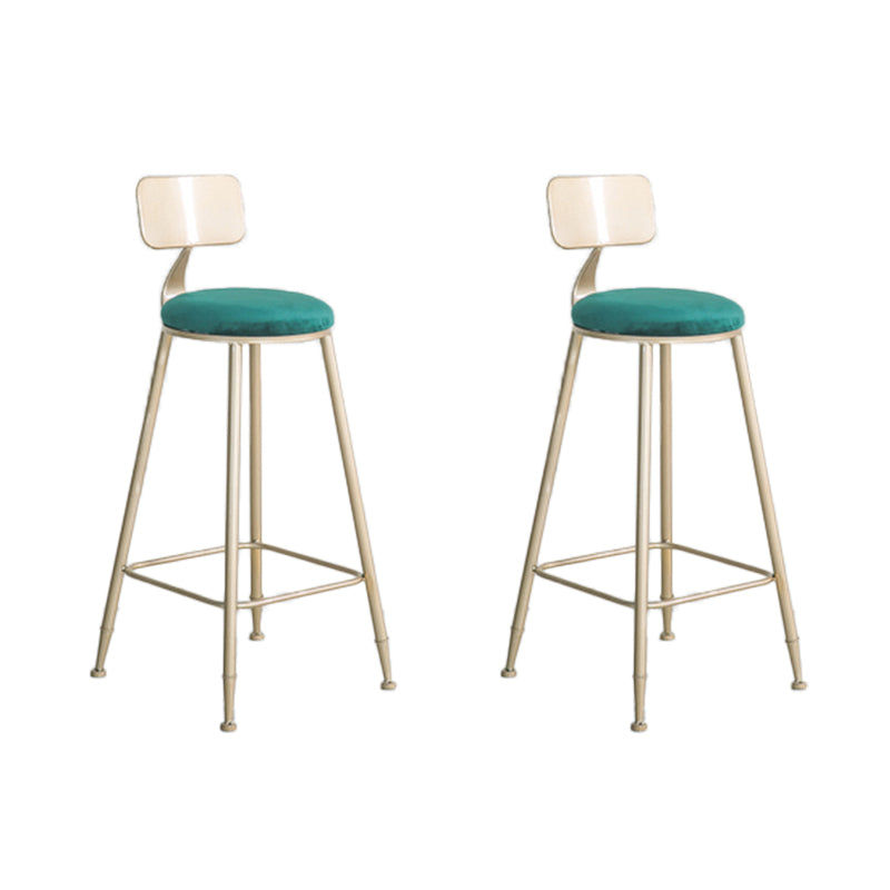 Round Low Back Dining Stools Armless Bar Stools with Metal Base Gold-Green 2 Piece Set Clearhalo 'Bar Furniture' 'Bar Stools' 'bar_stools' 'furn' 'furn_bar_stools' 'Furniture' 'Kitchen & Dining Furniture' 6967823