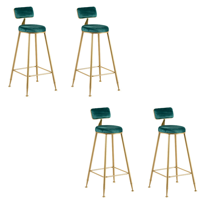 Round Low Back Dining Stools Armless Bar Stools with Metal Base Green 4 Piece Set Clearhalo 'Bar Furniture' 'Bar Stools' 'bar_stools' 'furn' 'furn_bar_stools' 'Furniture' 'Kitchen & Dining Furniture' 6967827