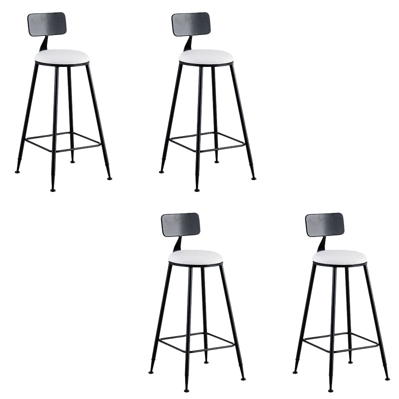 Round Low Back Dining Stools Armless Bar Stools with Metal Base Black White 4 Piece Set Clearhalo 'Bar Furniture' 'Bar Stools' 'bar_stools' 'furn' 'furn_bar_stools' 'Furniture' 'Kitchen & Dining Furniture' 6967829