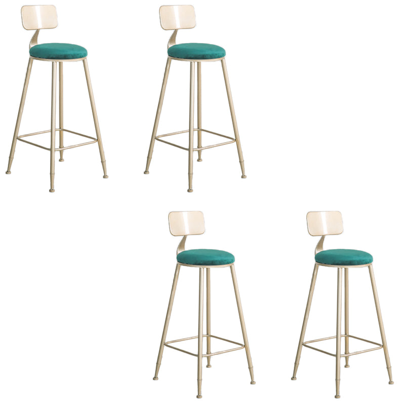 Round Low Back Dining Stools Armless Bar Stools with Metal Base Gold-Green 4 Piece Set Clearhalo 'Bar Furniture' 'Bar Stools' 'bar_stools' 'furn' 'furn_bar_stools' 'Furniture' 'Kitchen & Dining Furniture' 6967831