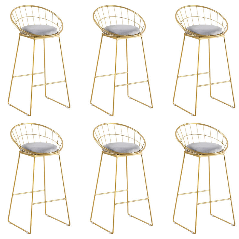 Round Low Back Dining Stools Armless Bar Stools with Metal Base Gold-grey 6 Piece Set Clearhalo 'Bar Furniture' 'Bar Stools' 'bar_stools' 'furn' 'furn_bar_stools' 'Furniture' 'Kitchen & Dining Furniture' 6967834