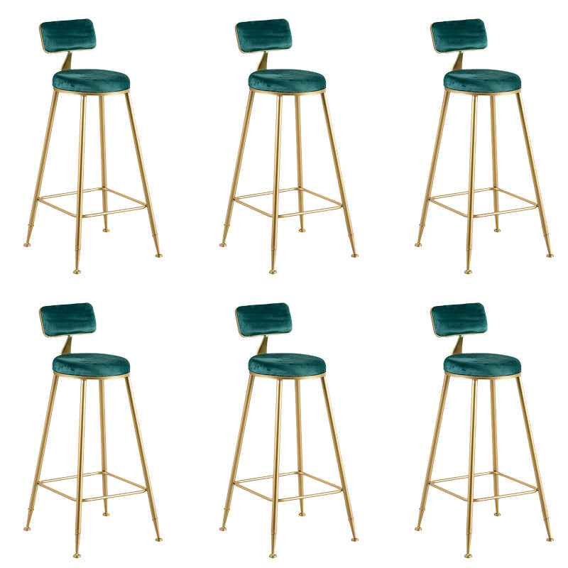Round Low Back Dining Stools Armless Bar Stools with Metal Base Green 6 Piece Set Clearhalo 'Bar Furniture' 'Bar Stools' 'bar_stools' 'furn' 'furn_bar_stools' 'Furniture' 'Kitchen & Dining Furniture' 6967836