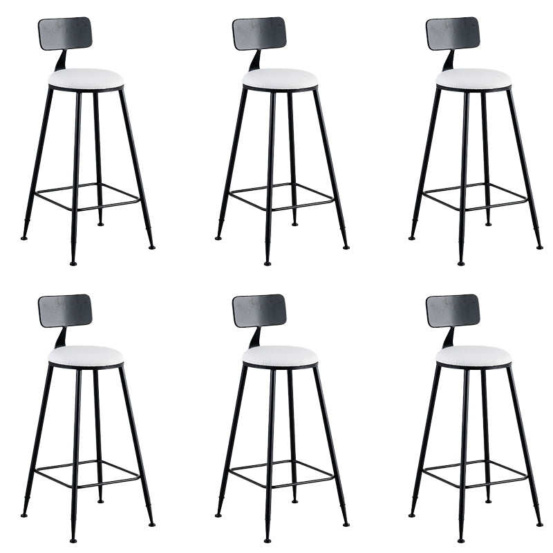 Round Low Back Dining Stools Armless Bar Stools with Metal Base Black White 6 Piece Set Clearhalo 'Bar Furniture' 'Bar Stools' 'bar_stools' 'furn' 'furn_bar_stools' 'Furniture' 'Kitchen & Dining Furniture' 6967837