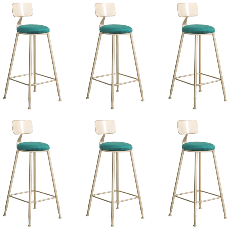 Round Low Back Dining Stools Armless Bar Stools with Metal Base Gold-Green 6 Piece Set Clearhalo 'Bar Furniture' 'Bar Stools' 'bar_stools' 'furn' 'furn_bar_stools' 'Furniture' 'Kitchen & Dining Furniture' 6967838