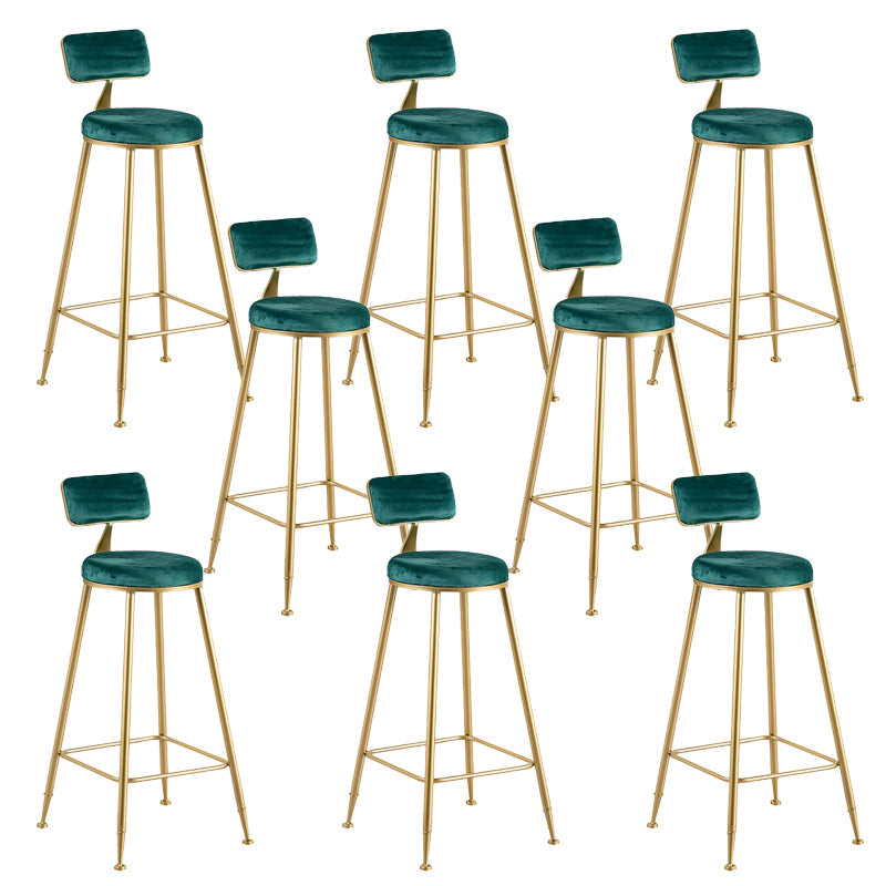 Round Low Back Dining Stools Armless Bar Stools with Metal Base Green 8 Piece Set Clearhalo 'Bar Furniture' 'Bar Stools' 'bar_stools' 'furn' 'furn_bar_stools' 'Furniture' 'Kitchen & Dining Furniture' 6967840