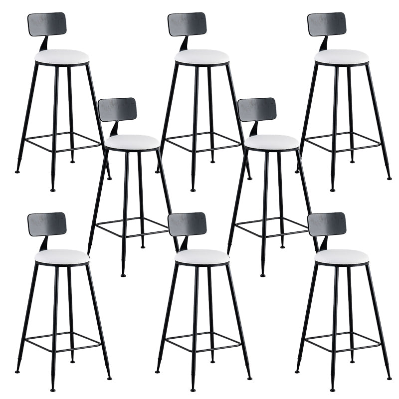 Round Low Back Dining Stools Armless Bar Stools with Metal Base Black White 8 Piece Set Clearhalo 'Bar Furniture' 'Bar Stools' 'bar_stools' 'furn' 'furn_bar_stools' 'Furniture' 'Kitchen & Dining Furniture' 6967841