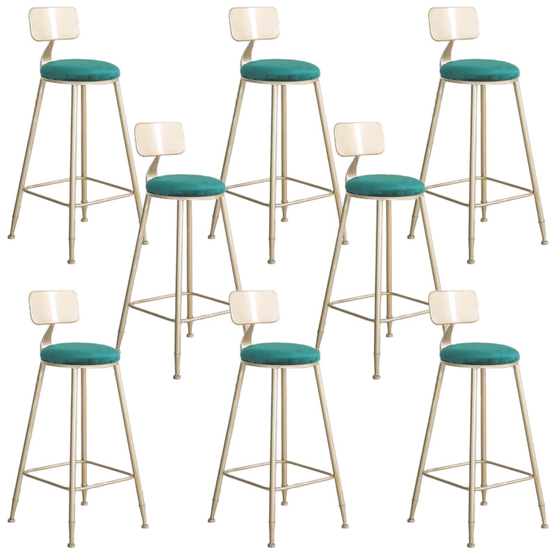 Round Low Back Dining Stools Armless Bar Stools with Metal Base Gold-Green 8 Piece Set Clearhalo 'Bar Furniture' 'Bar Stools' 'bar_stools' 'furn' 'furn_bar_stools' 'Furniture' 'Kitchen & Dining Furniture' 6967842