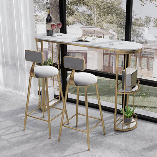 Low Back Dining Stools Industrial Bar Stools with Metal Base
