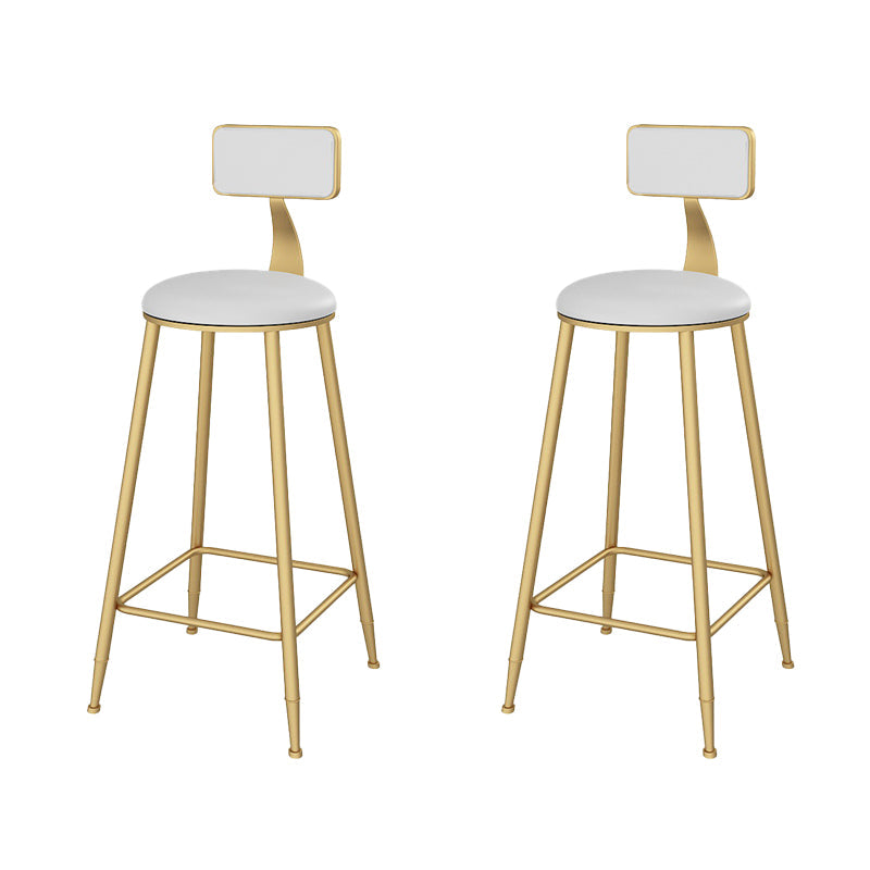 Lage rug faux lederen eetgelegen krukeloze barkrukken met metalen basis