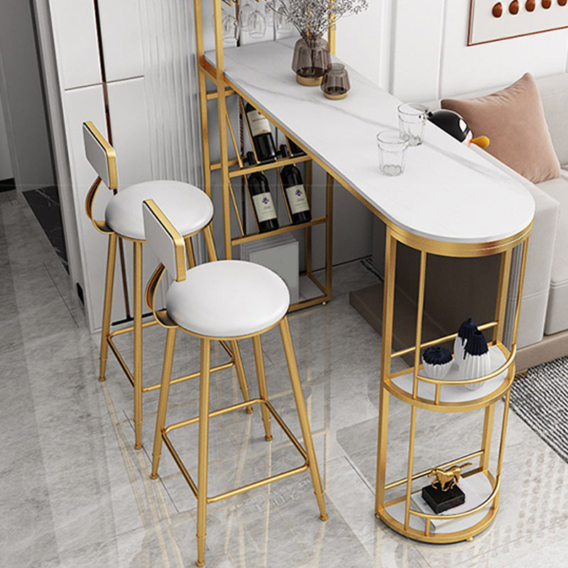 Lage rug faux lederen eetgelegen krukeloze barkrukken met metalen basis