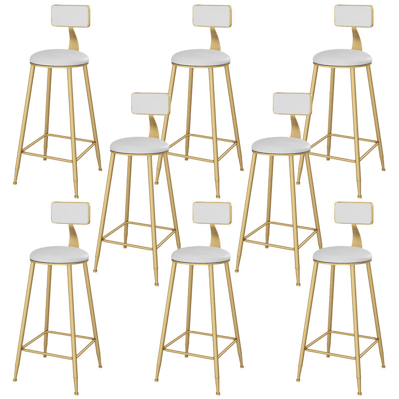 Lage rug faux lederen eetgelegen krukeloze barkrukken met metalen basis