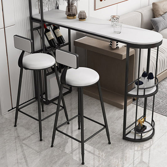 Low Back Faux Leather Dining Stools Armless Bar Stools with Metal Base