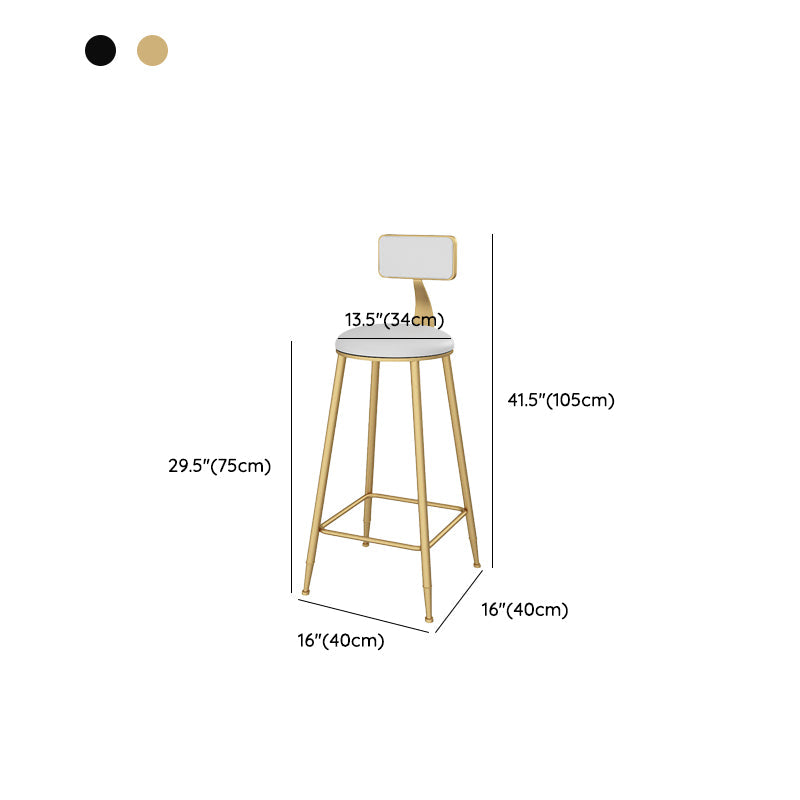 Lage rug faux lederen eetgelegen krukeloze barkrukken met metalen basis