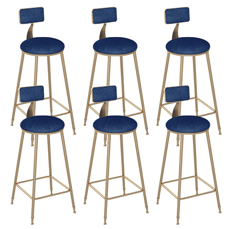 Low Back Bar Stool Glam Polstered Ess -Stuhl mit Metallbasis