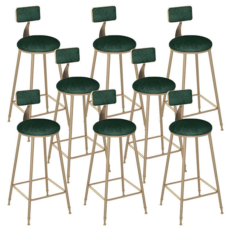 Low Back Bar Stool Glam Polstered Ess -Stuhl mit Metallbasis