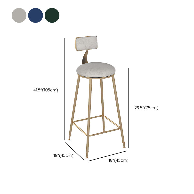 Low Back Bar Stool Glam Polstered Ess -Stuhl mit Metallbasis