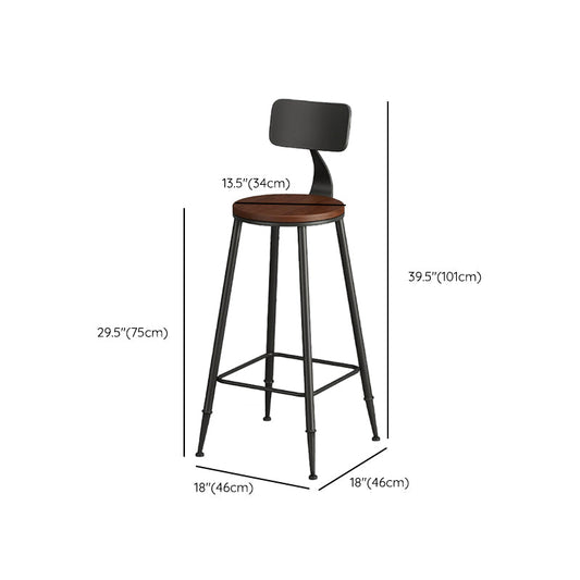 Contemporary Solid Wood Bar Stool Armless Dining Stool with Footrest