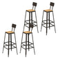 Solid Wood Dining Stools Low Back Bar Stools with Metal Legs