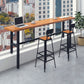 Solid Wood Dining Stools Low Back Bar Stools with Metal Legs