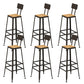 Solid Wood Dining Stools Low Back Bar Stools with Metal Legs