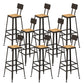Solid Wood Dining Stools Low Back Bar Stools with Metal Legs