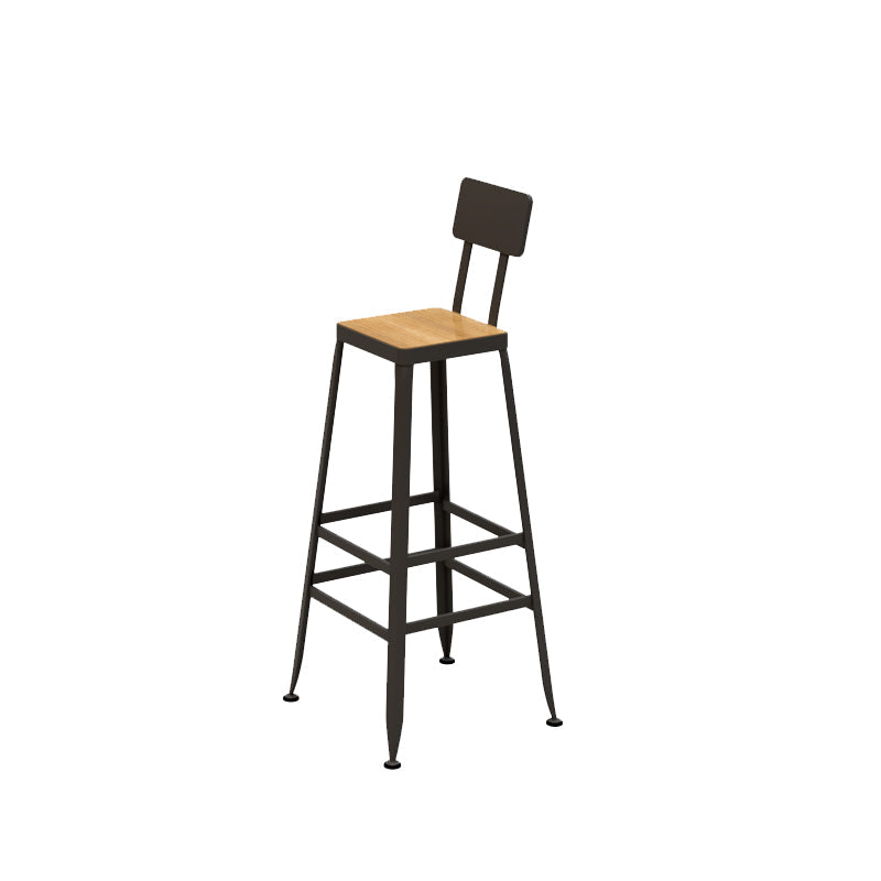 Solid Wood Dining Stools Low Back Bar Stools with Metal Legs