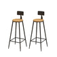 Solid Wood Dining Stools Low Back Bar Stools with Metal Legs