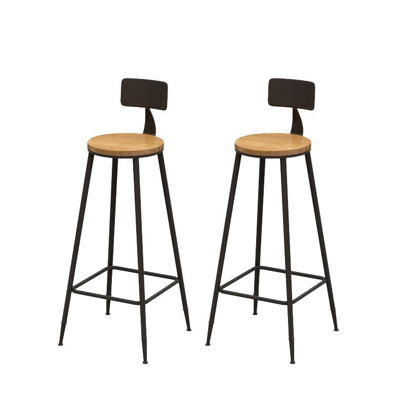 Solid Wood Dining Stools Low Back Bar Stools with Metal Legs