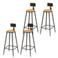 Solid Wood Dining Stools Low Back Bar Stools with Metal Legs