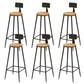 Solid Wood Dining Stools Low Back Bar Stools with Metal Legs