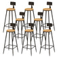 Solid Wood Dining Stools Low Back Bar Stools with Metal Legs