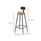 Solid Wood Dining Stools Low Back Bar Stools with Metal Legs