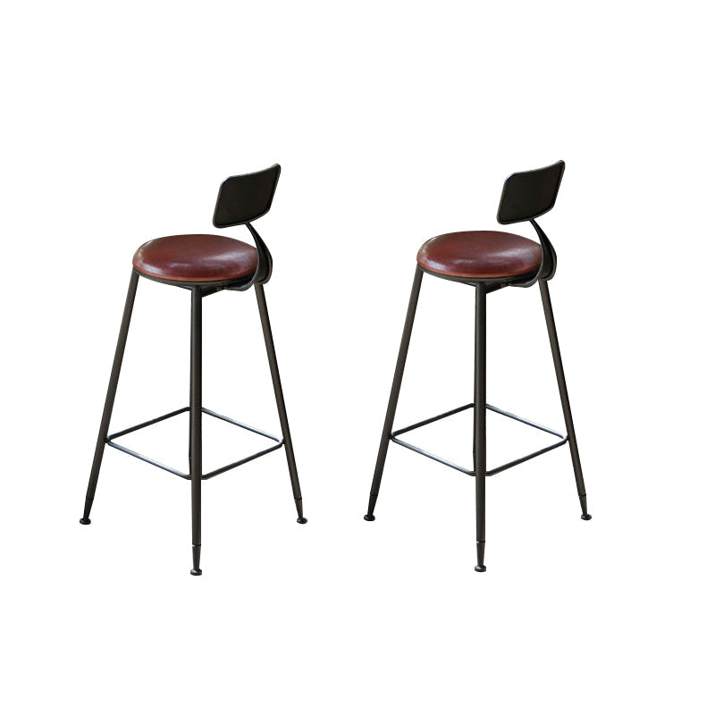 Sgabelli da bar industriali in finta pelle in pelle con zampe metalliche