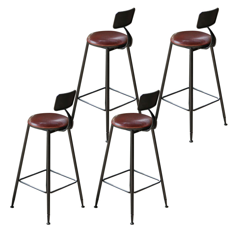 Sgabelli da bar industriali in finta pelle in pelle con zampe metalliche