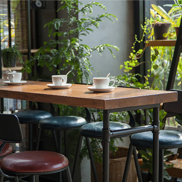 Sgabelli da bar industriali in finta pelle in pelle con zampe metalliche