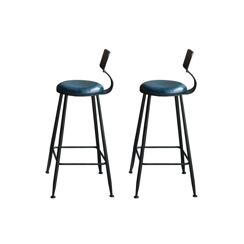 Sgabelli da bar industriali in finta pelle in pelle con zampe metalliche