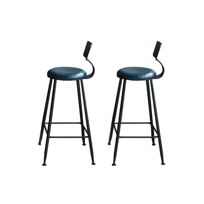 Sgabelli da bar industriali in finta pelle in pelle con zampe metalliche